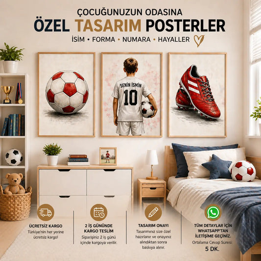 Kişiye özel futbol posteri Galatasaray Fenerbahçe Beşiktaş seçenekleri | KidewoArt