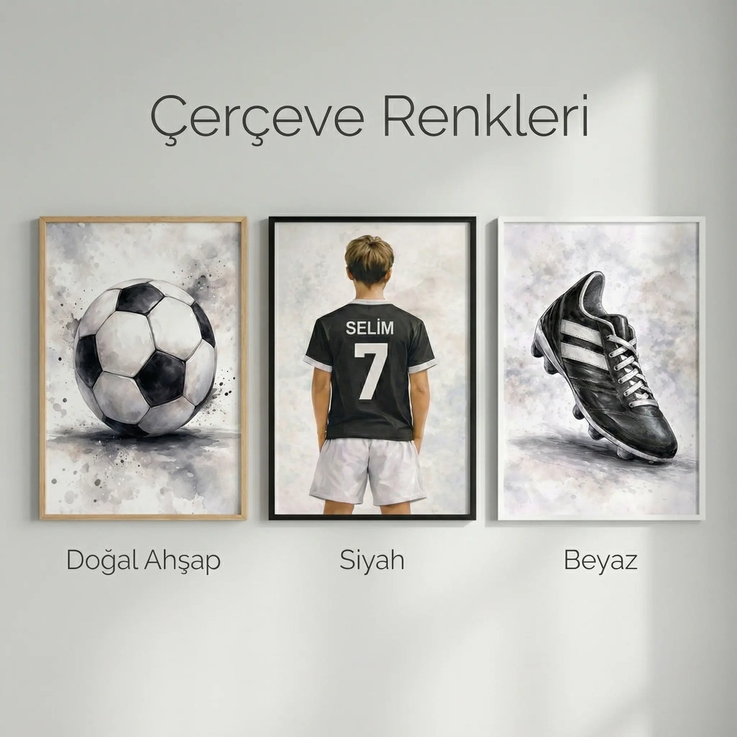 Kişiye Özel Beşiktaş Siyah Beyaz 3'lü Çocuk Odası Tablo Seti - No: 10