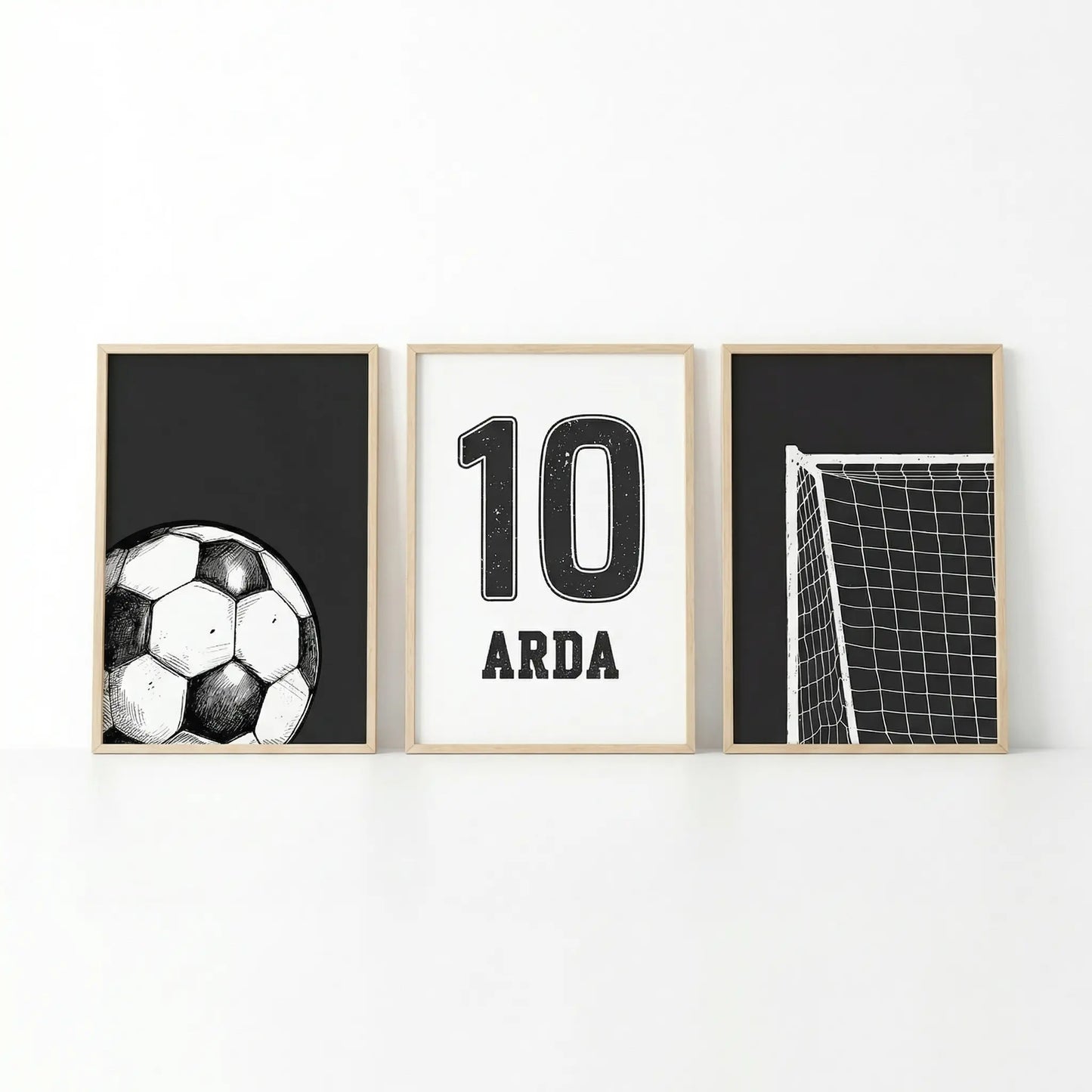 Kişiye Özel Futbol Kale Top 3'lü Çocuk Odası Tablo Seti - No: 11