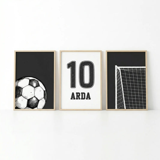 Kişiye Özel Futbol Kale Top 3'lü Çocuk Odası Tablo Seti - No: 11