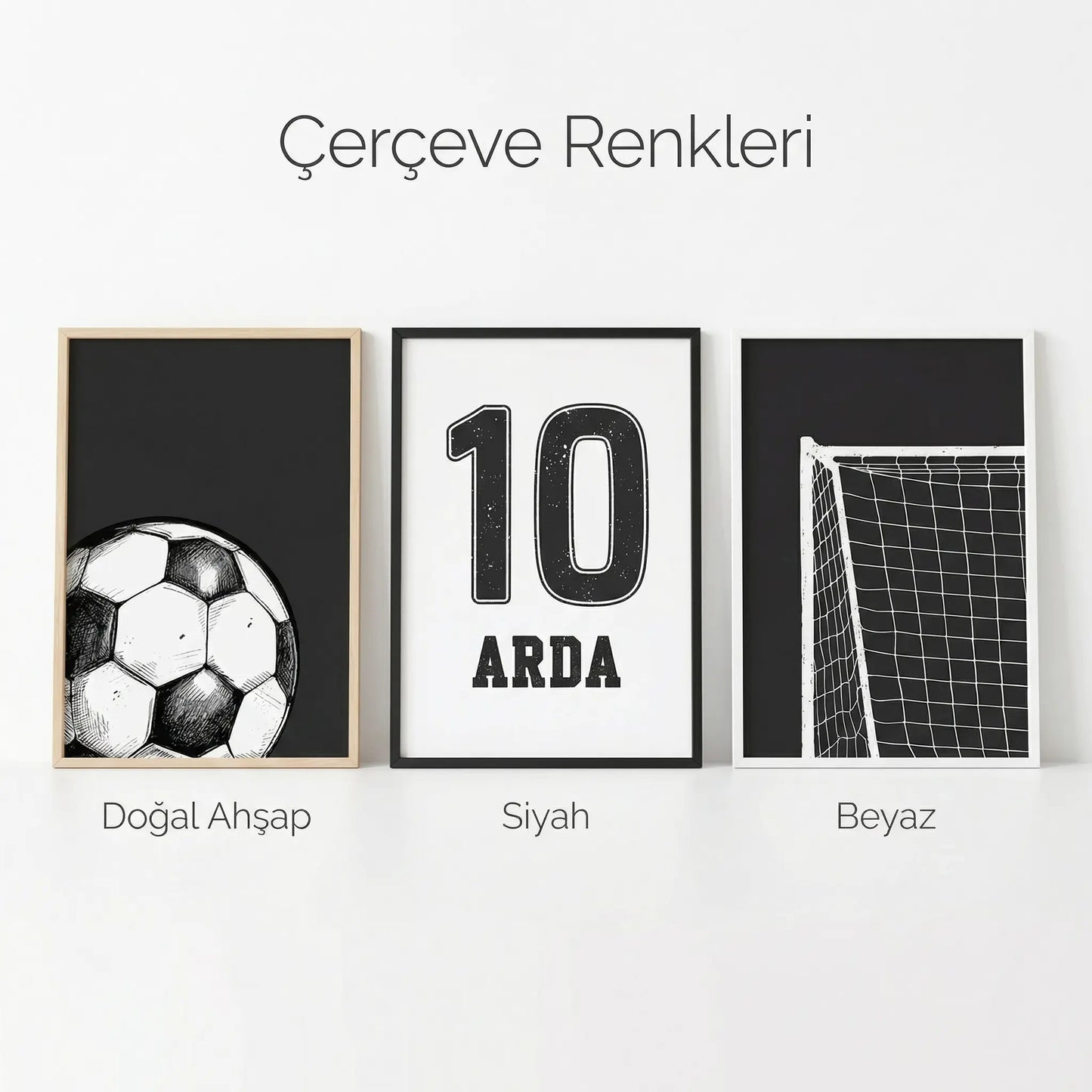 Kişiye Özel Futbol Kale Top 3'lü Çocuk Odası Tablo Seti - No: 11